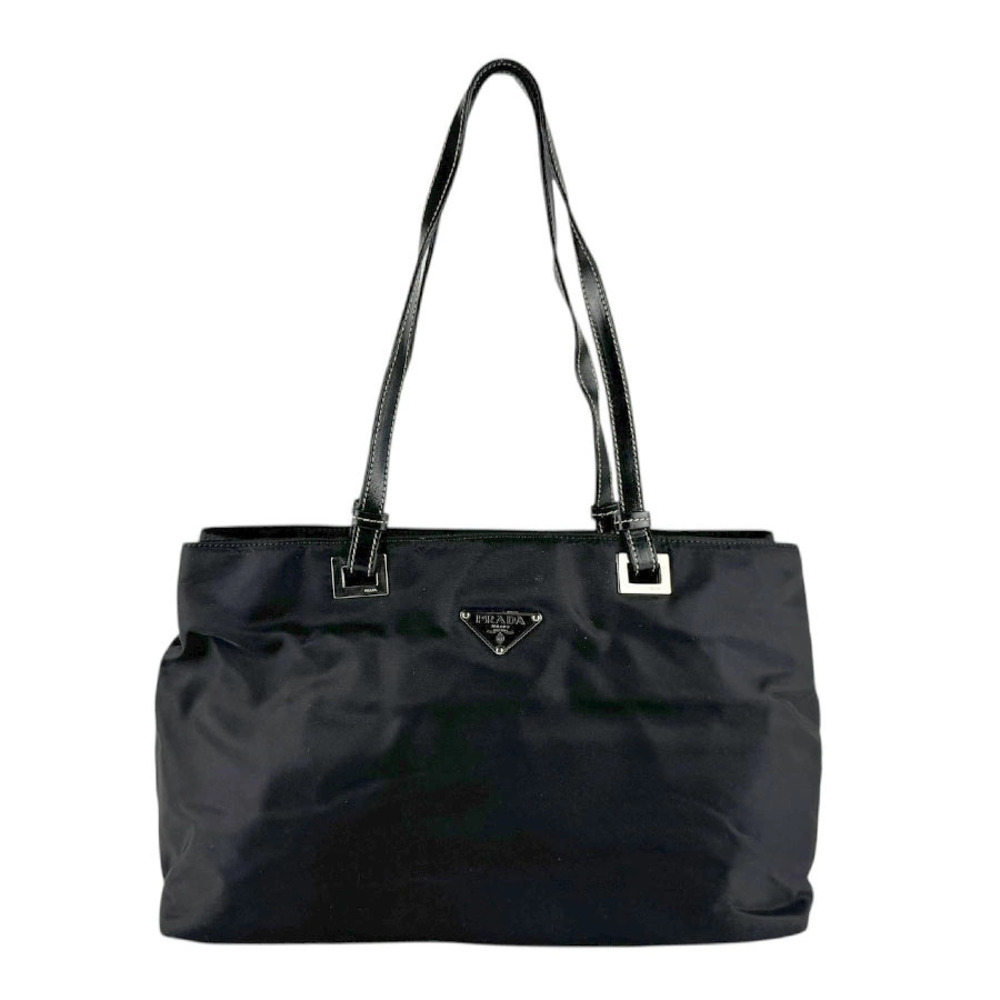 Prada Tessuto tote bag black leather
